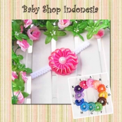 large H093 Bandana Ribbon Flower Pearl 25 hot pink